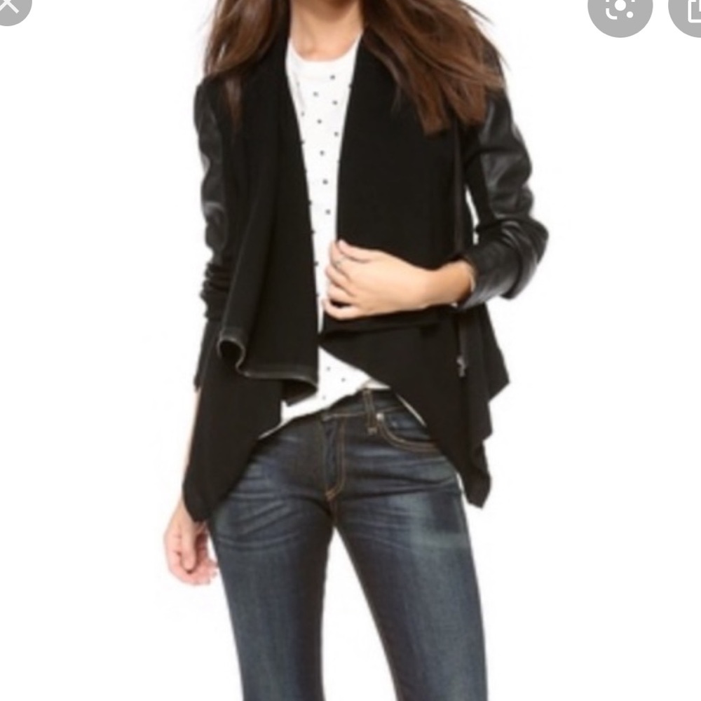 Blank NYC Black Faux Leather Drape Jacket